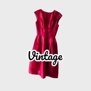 VINTAGE red satin tea length dress